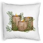 Casa si Gradina - Textile si covoare - Perne si pilote - Perne decorative - Perna Decorativa Fluffy cu tematica de Craciun, Lumanari, 6, 40x40 cm, Alb, Husa Detasabila, Burduf - Infinity.ro