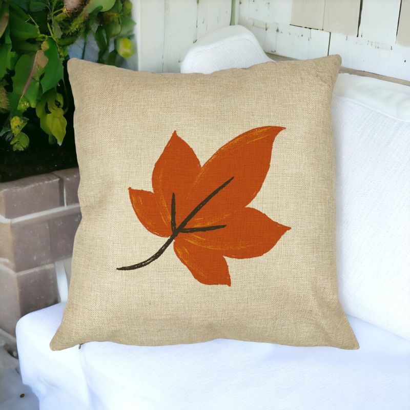 Casa si Gradina - Textile si covoare - Perne si pilote - Perne decorative - Perna Decorativa Frunza de Toamna, 40x40 cm, Husa Detasabila, Burduf - Infinity.ro