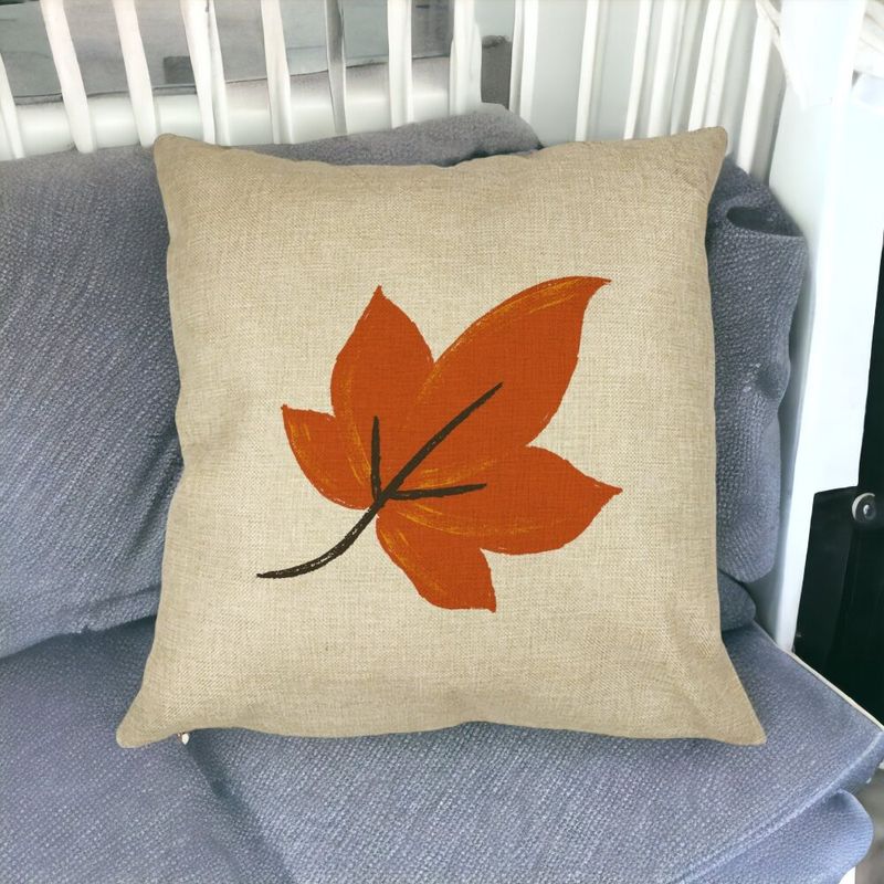 Casa si Gradina - Textile si covoare - Perne si pilote - Perne decorative - Perna Decorativa Frunza de Toamna, 40x40 cm, Husa Detasabila, Burduf - Infinity.ro