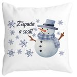 Casa si Gradina - Textile si covoare - Perne si pilote - Perne decorative - Perna Decorativa de Craciun Om de Zapada si Text 2, 40x40 cm, Alb mat, Husa Detasabila, Burduf - Infinity.ro