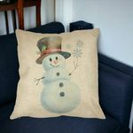Casa si Gradina - Textile si covoare - Perne si pilote - Perne decorative - Perna Decorativa de Craciun Om de Zapada, 2, 40x40 cm, Husa Detasabila, Burduf - Infinity.ro