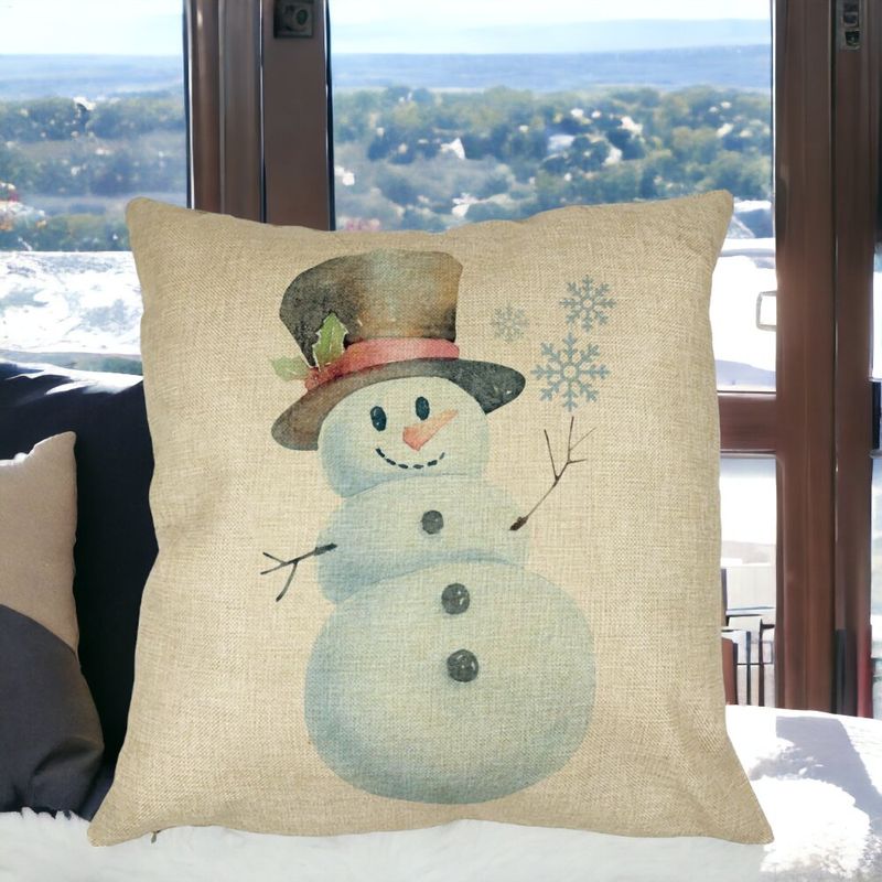 Casa si Gradina - Textile si covoare - Perne si pilote - Perne decorative - Perna Decorativa de Craciun Om de Zapada, 2, 40x40 cm, Husa Detasabila, Burduf - Infinity.ro