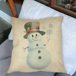 Casa si Gradina - Textile si covoare - Perne si pilote - Perne decorative - Perna Decorativa de Craciun Om de Zapada, 2, 40x40 cm, Husa Detasabila, Burduf - Infinity.ro