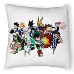 Casa si Gradina - Textile si covoare - Perne si pilote - Perne decorative - Perna Decorativa Fluffy cu My Hero Academia Characters, 40x40 cm, Alb, Husa Detasabila, Burduf - Infinity.ro