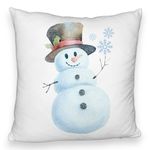 Casa si Gradina - Textile si covoare - Perne si pilote - Perne decorative - Perna Decorativa Fluffy de Craciun Om de Zapada, 2, 40x40 cm, Alb, Husa Detasabila, Burduf - Infinity.ro