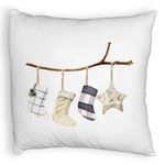 Casa si Gradina - Textile si covoare - Perne si pilote - Perne decorative - Perna Decorativa Fluffy cu tematica de Craciun, 10, 40x40 cm, Alb, Husa Detasabila, Burduf - Infinity.ro