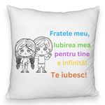 Casa si Gradina - Textile si covoare - Perne si pilote - Perne decorative - Perna Decorativa Fluffy, Fratele meu 3, 40x40 cm, Alb, Husa Detasabila, Burduf - Infinity.ro