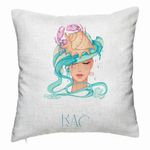 Casa si Gradina - Textile si covoare - Perne si pilote - Perne decorative - Perna Decorativa, Model Zodia Rac, 40x40 cm, Alb Murdar, Husa Detasabila, Burduf - Infinity.ro