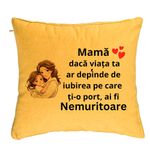 Casa si Gradina - Textile si covoare - Perne si pilote - Perne decorative - Perna Decorativa, Model pentru Mama 6, 40x40 cm, Galben, Husa Detasabila, Burduf - Infinity.ro