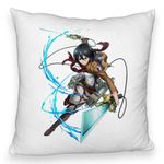 Casa si Gradina - Textile si covoare - Perne si pilote - Perne decorative - Perna Decorativa Fluffy cu Attack on Titan Mikasa, 40x40 cm, Alb, Husa Detasabila, Burduf - Infinity.ro