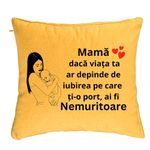 Casa si Gradina - Textile si covoare - Perne si pilote - Perne decorative - Perna Decorativa, Model pentru Mama 12, 40x40 cm, Galben, Husa Detasabila, Burduf - Infinity.ro