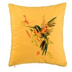 Casa si Gradina - Textile si covoare - Perne si pilote - Perne decorative - Perna Decorativa, Model Watercolor Birds, 40x40 cm, Galben, Husa Detasabila, Burduf - Infinity.ro
