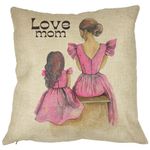Casa si Gradina - Textile si covoare - Perne si pilote - Perne decorative - Perna Decorativa, Love Mom, 40x40 cm, Husa Detasabila, Burduf - Infinity.ro