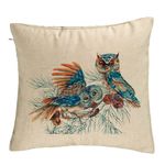 Casa si Gradina - Textile si covoare - Perne si pilote - Perne decorative - Perna Decorativa de Craciun Bufnita Colorfull, 40x40 cm, Bej, Husa Detasabila, Burduf - Infinity.ro