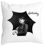Casa si Gradina - Textile si covoare - Perne si pilote - Perne decorative - Perna Decorativa Wednesday Addams 3,40x40 cm, Alb mat, Husa Detasabila, Burduf - Infinity.ro