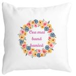 Casa si Gradina - Textile si covoare - Perne si pilote - Perne decorative - Perna Decorativa pentru Bunica 14, 40x40 cm, Alb mat, Husa Detasabila, Burduf - Infinity.ro