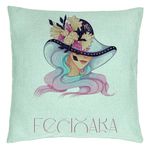 Casa si Gradina - Textile si covoare - Perne si pilote - Perne decorative - Perna Decorativa, Model Zodia Fecioara, 40x40 cm, Verde Menta, Husa Detasabila, Burduf - Infinity.ro