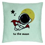 Casa si Gradina - Textile si covoare - Perne si pilote - Perne decorative - Perna Decorativa, Model To the Moon, 40x40 cm, Verde Menta, Husa Detasabila, Burduf - Infinity.ro