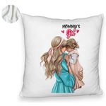 Casa si Gradina - Textile si covoare - Perne si pilote - Perne decorative - Perna Decorativa Fluffy, Model Mommys Girl, 40x40 cm, Alb, Husa Detasabila, Burduf - Infinity.ro
