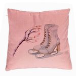 Casa si Gradina - Textile si covoare - Perne si pilote - Perne decorative - Perna Decorativa de Craciun, Patine gheata, 1, 40x40 cm, Roz, Husa Detasabila, Burduf - Infinity.ro