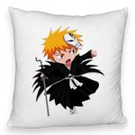 Casa si Gradina - Textile si covoare - Perne si pilote - Perne decorative - Perna Decorativa Fluffy cu Bleach Mini Ichigo, 40x40 cm, Alb, Husa Detasabila, Burduf - Infinity.ro
