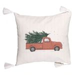 Casa si Gradina - Textile si covoare - Perne si pilote - Perne decorative - Perna Decorativa cu Franjuri cu tematica de Craciun, 15, 45x45 cm, Ecru, Cu fermoar - Infinity.ro