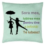 Casa si Gradina - Textile si covoare - Perne si pilote - Perne decorative - Perna Decorativa Sora mea 3, 40x40 cm, Verde Menta, Husa Detasabila, Burduf - Infinity.ro
