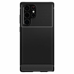 Husa de protectie Bumper Armor din silicon si fibra de carbon, compatibila cu Samsung Galaxy S22 ULTRA, Negru