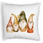 Casa si Gradina - Textile si covoare - Perne si pilote - Perne decorative - Perna Decorativa Fluffy cu tematica de Craciun, Gnomi, 40x40 cm, Alb, Husa Detasabila, Burduf - Infinity.ro