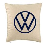 Casa si Gradina - Textile si covoare - Perne si pilote - Perne decorative - Perna Decorativa, Model Volkswagen, 40x40 cm, Bej, Husa Detasabila, Burduf - Infinity.ro