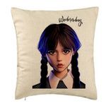 Casa si Gradina - Textile si covoare - Perne si pilote - Perne decorative - Perna Decorativa, Model Wednesday Addams 8, 40x40 cm, Bej, Husa Detasabila, Burduf - Infinity.ro