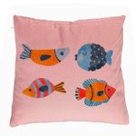 Casa si Gradina - Textile si covoare - Perne si pilote - Perne decorative - Perna Decorativa, Model Multicolor Pesti, 40x40 cm, Roz, Husa Detasabila, Burduf - Infinity.ro