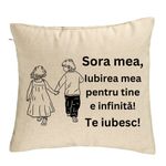 Casa si Gradina - Textile si covoare - Perne si pilote - Perne decorative - Perna Decorativa Sora mea 17, 40x40 cm, Bej, Husa Detasabila, Burduf - Infinity.ro