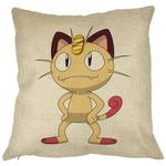 Casa si Gradina - Textile si covoare - Perne si pilote - Perne decorative - Perna Decorativa Patrata Pisica Pokemon, 40x40 cm, Husa Detasabila, Burduf - Infinity.ro