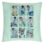 Casa si Gradina - Textile si covoare - Perne si pilote - Perne decorative - Perna Decorativa BTS Army 5, 40x40 cm, Verde Menta, Husa Detasabila, Burduf - Infinity.ro