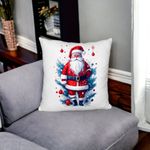 Casa si Gradina - Textile si covoare - Perne si pilote - Perne decorative - Perna Decorativa Fluffy cu Mos Craciun 2, 40x40 cm, Alb, Husa Detasabila, Burduf - Infinity.ro