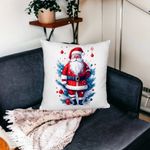 Casa si Gradina - Textile si covoare - Perne si pilote - Perne decorative - Perna Decorativa Fluffy cu Mos Craciun 2, 40x40 cm, Alb, Husa Detasabila, Burduf - Infinity.ro