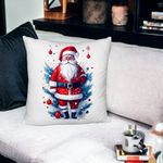 Casa si Gradina - Textile si covoare - Perne si pilote - Perne decorative - Perna Decorativa Fluffy cu Mos Craciun 2, 40x40 cm, Alb, Husa Detasabila, Burduf - Infinity.ro