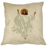 Casa si Gradina - Textile si covoare - Perne si pilote - Perne decorative - Perna Decorativa cu tematica de Craciun, Isus Hristos, 40x40 cm, Husa Detasabila, Burduf - Infinity.ro