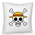 Casa si Gradina - Textile si covoare - Perne si pilote - Perne decorative - Perna Decorativa Fluffy cu One Piece, 40x40 cm, Alb, Husa Detasabila, Burduf - Infinity.ro