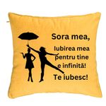 Casa si Gradina - Textile si covoare - Perne si pilote - Perne decorative - Perna Decorativa Sora mea 2, 40x40 cm, Galben, Husa Detasabila, Burduf - Infinity.ro