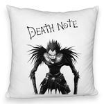 Casa si Gradina - Textile si covoare - Perne si pilote - Perne decorative - Perna Decorativa Fluffy cu Deathnote, 40x40 cm, Alb, Husa Detasabila, Burduf - Infinity.ro