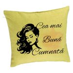 Casa si Gradina - Textile si covoare - Perne si pilote - Perne decorative - Perna Decorativa pentru Cumnata 3, 40x40 cm, Verde, Husa Detasabila, Burduf - Infinity.ro