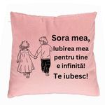 Casa si Gradina - Textile si covoare - Perne si pilote - Perne decorative - Perna Decorativa Sora mea 17, 40x40 cm, Roz, Husa Detasabila, Burduf - Infinity.ro