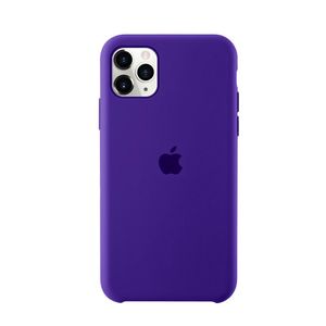 Husa spate pentru iPhone 11 Pro, silicon, cu emblema Apple si in nuanta mov