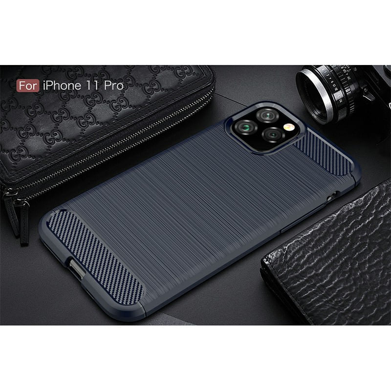 Laptop, Telefoane si Tablete - Telefoane mobile si accesorii - Accesorii Telefoane - Huse telefoane - Husa de protectie pentru iPhone 11 Pro cu detalii din carbon, culoare bleumari - Infinity.ro