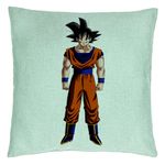 Casa si Gradina - Textile si covoare - Perne si pilote - Perne decorative - Perna Decorativa cu Dragonball Goku, 40x40 cm, Verde Menta, Husa Detasabila, Burduf - Infinity.ro