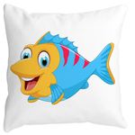 Casa si Gradina - Textile si covoare - Perne si pilote - Perne decorative - Perna Decorativa Patrata copii Peste Albstru, 40x40 cm, Alb mat, Husa Detasabila, Burduf - Infinity.ro