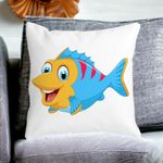 Casa si Gradina - Textile si covoare - Perne si pilote - Perne decorative - Perna Decorativa Patrata copii Peste Albstru, 40x40 cm, Alb mat, Husa Detasabila, Burduf - Infinity.ro