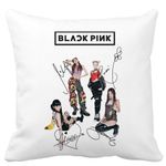 Casa si Gradina - Textile si covoare - Perne si pilote - Perne decorative - Perna Decorativa BlackPink cu Semnaturi, Model 1, 40x40 cm, Alb mat, Husa Detasabila, Burduf - Infinity.ro